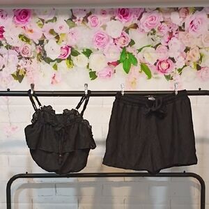 Black Lace Camisole and Shorts Set